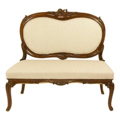 Italian 18th Century Rococo Carved Walnut Sofa or Canape