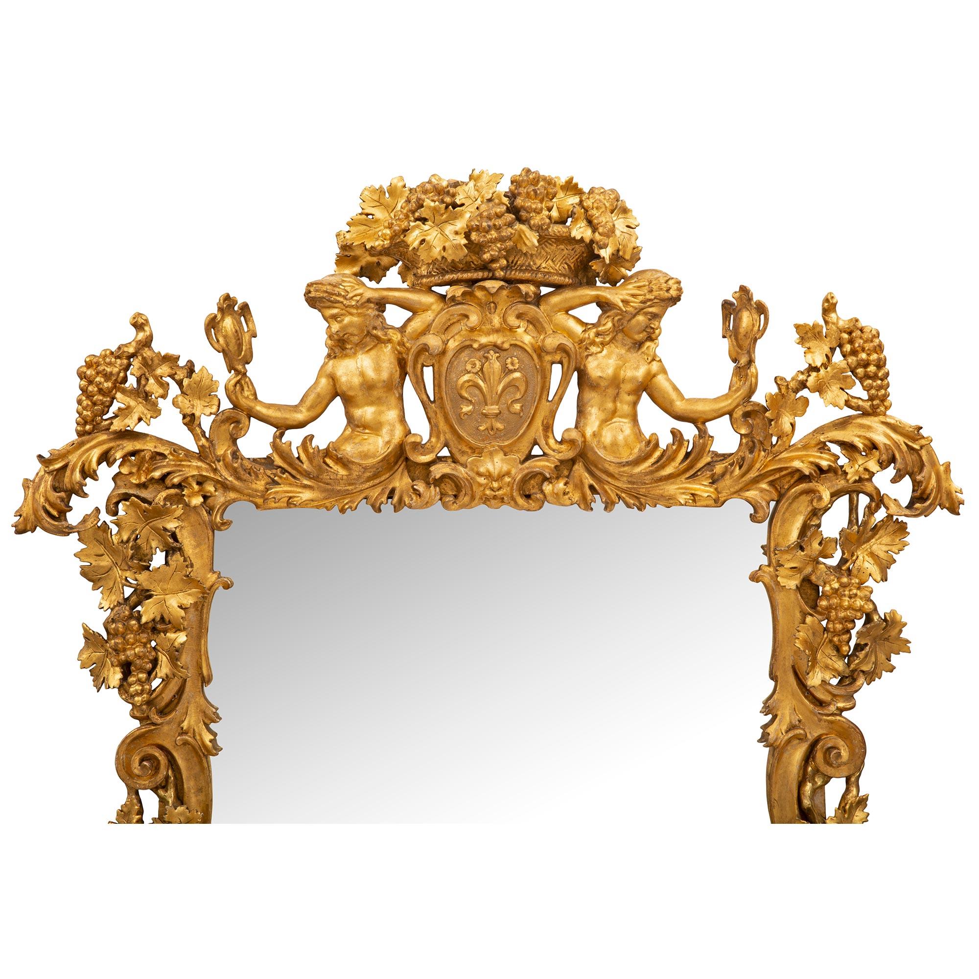 18th Century and Earlier Italian 18th Century Rococo Period Giltwood Mirror For Sale