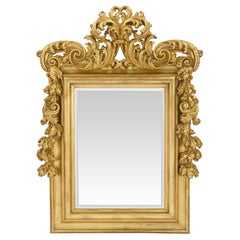 Italian 18th Century Roman Rectangular Giltwood Mirror