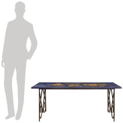 Table basse italienne du XVIIIe siècle en Scagliola et fer forgé, vers 1723