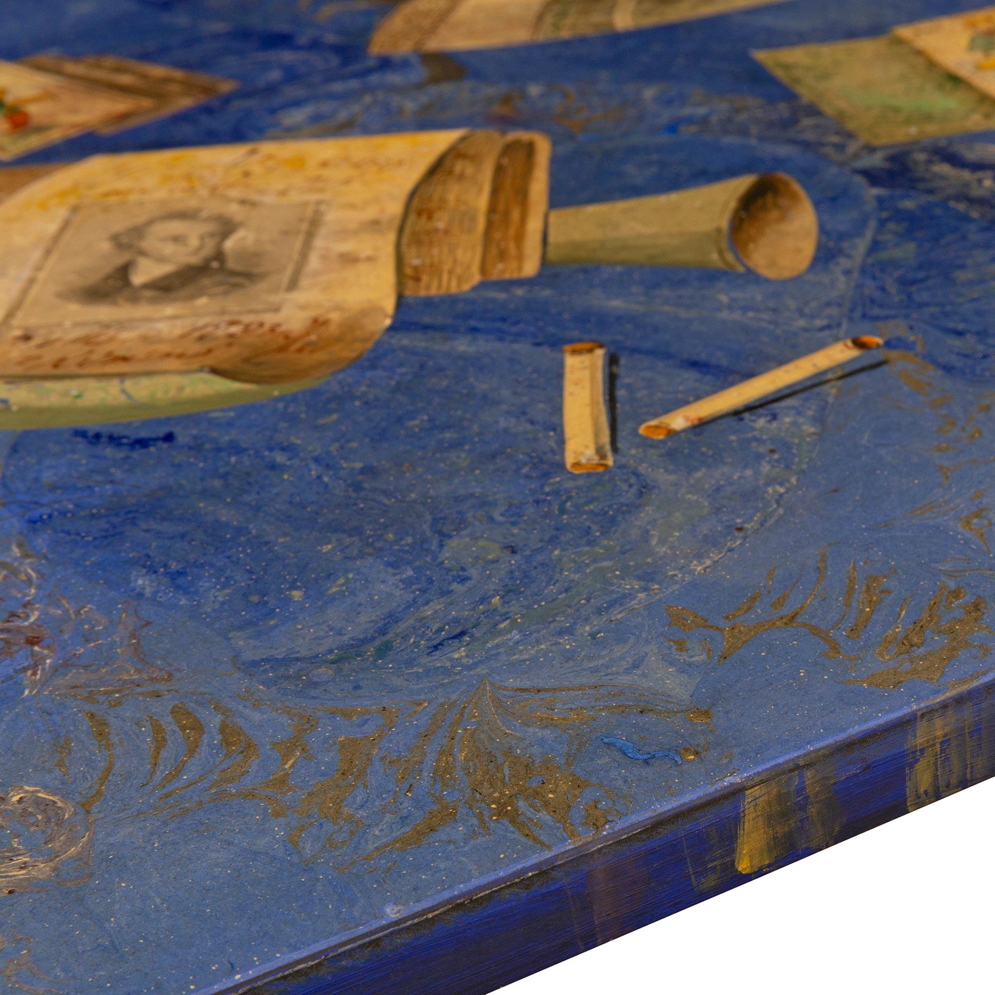 Table basse italienne du XVIIIe siècle en Scagliola et fer forgé, vers 1723 Bon état - En vente à West Palm Beach, FL