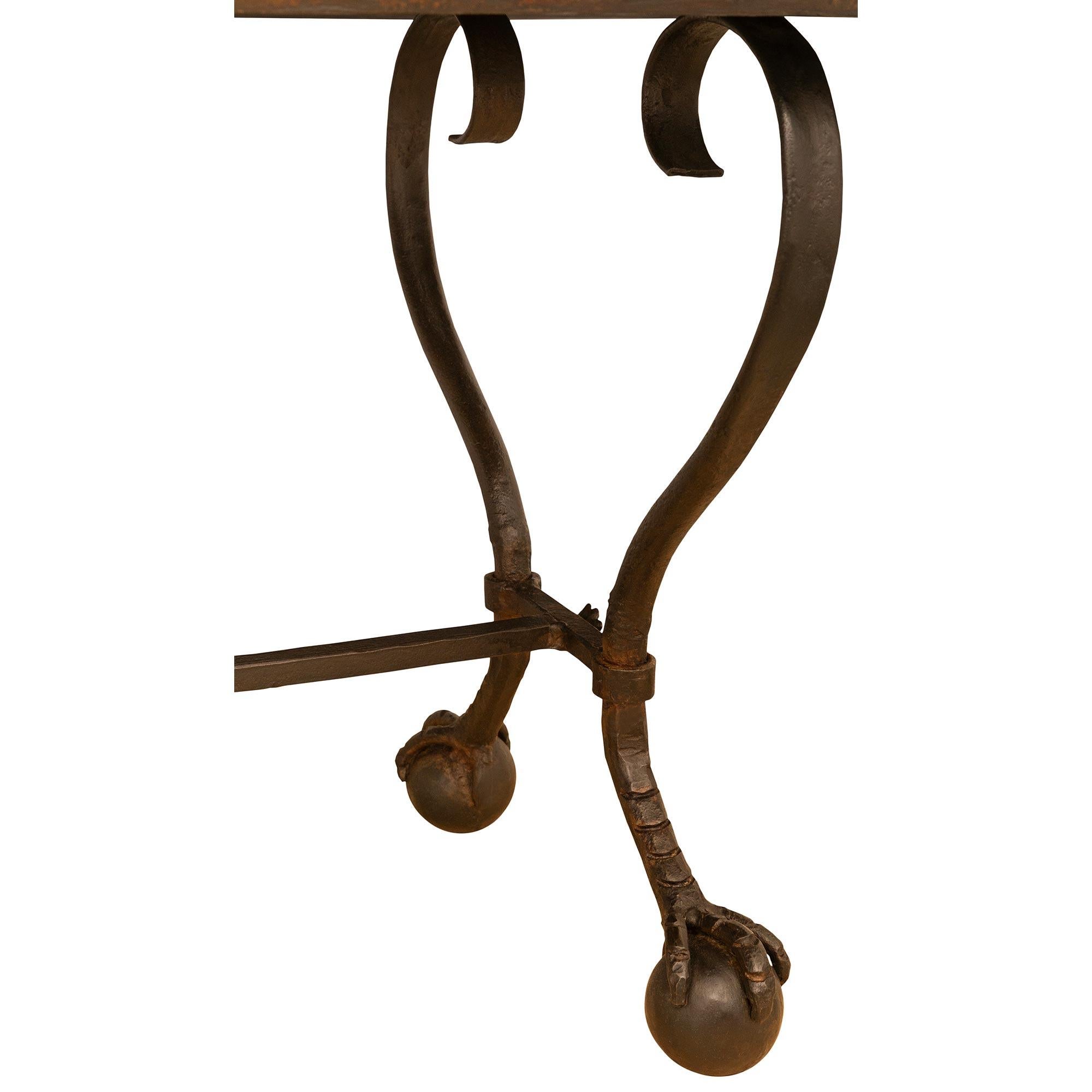 Italian 18th Century Scagliola And Wrought Iron Coffee Table, Circa 1730 For Sale 6
