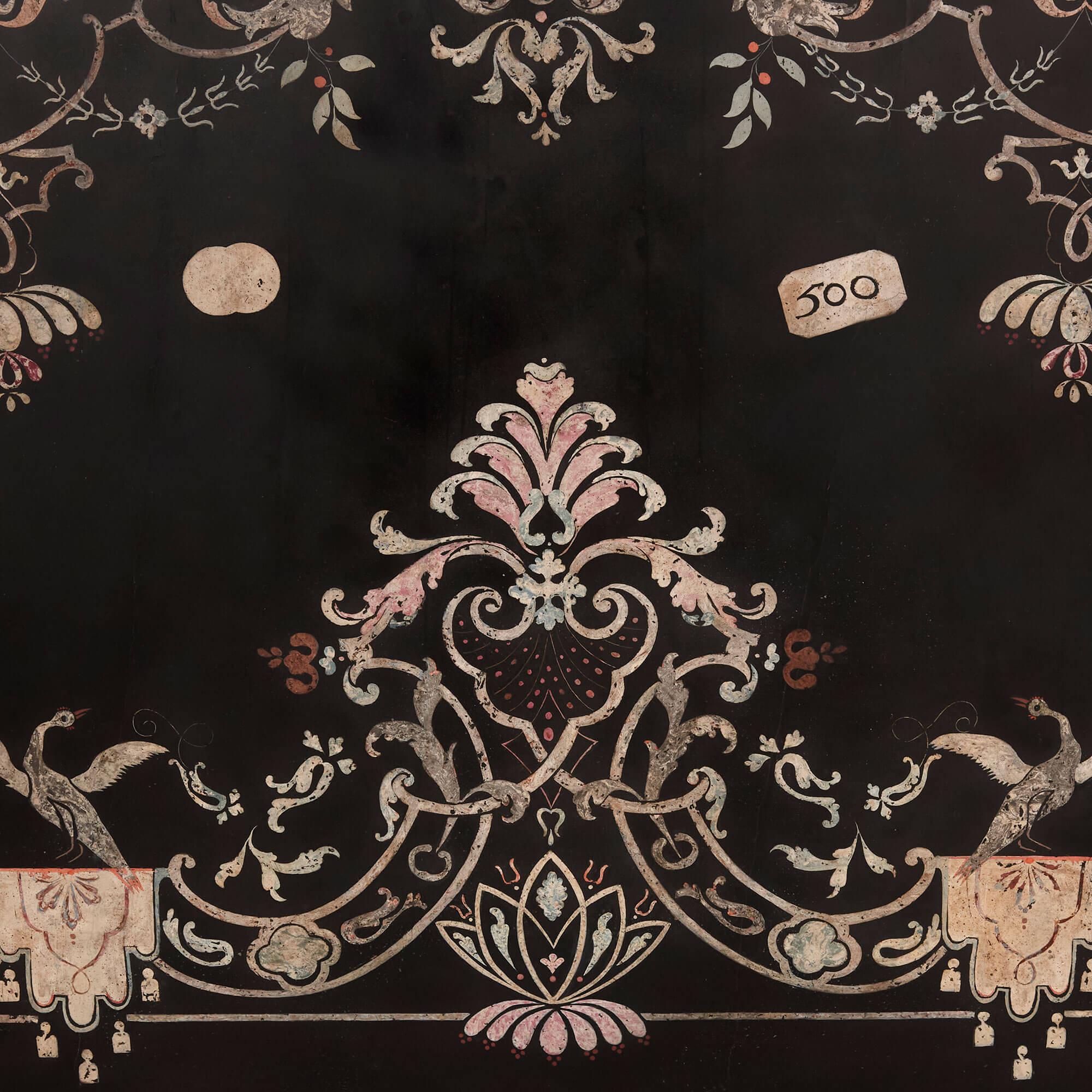 Baroque Italian 18th Century Scagliola Rectangular Console Tabletop For Sale