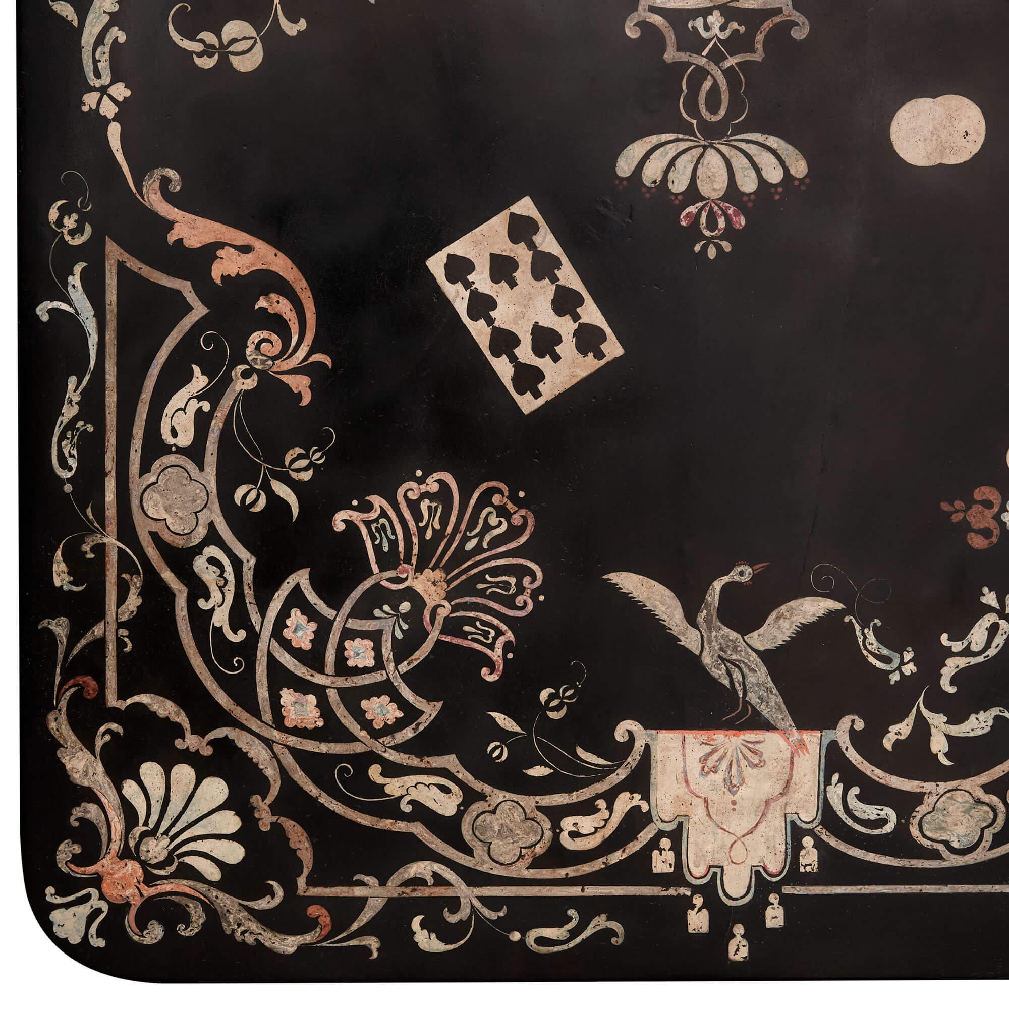 18th Century and Earlier Italian 18th Century Scagliola Rectangular Console Tabletop For Sale