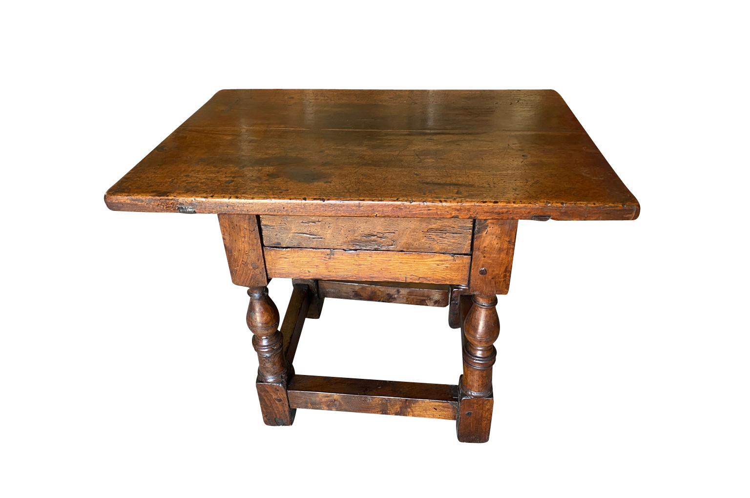 A very charming 18th century Side Table from Northern Italy. Beautifully constructed from handsome walnut with a single drawer. Terrific patina.