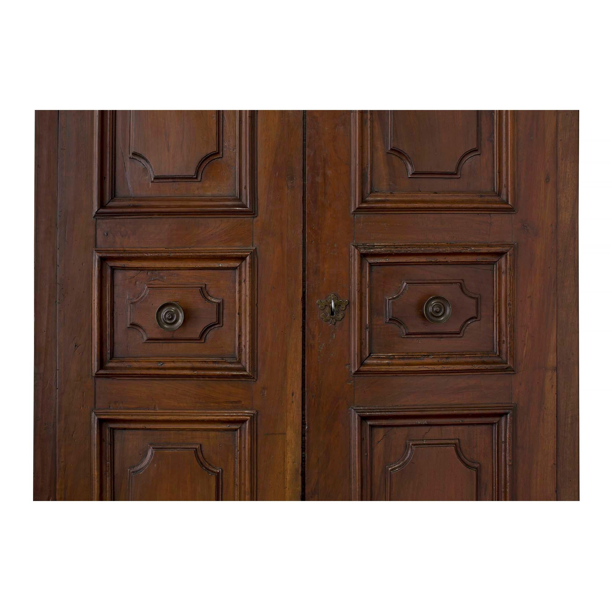 Italian 18th Century Solid Walnut and Iron Tuscan Armoire In Good Condition In West Palm Beach, FL