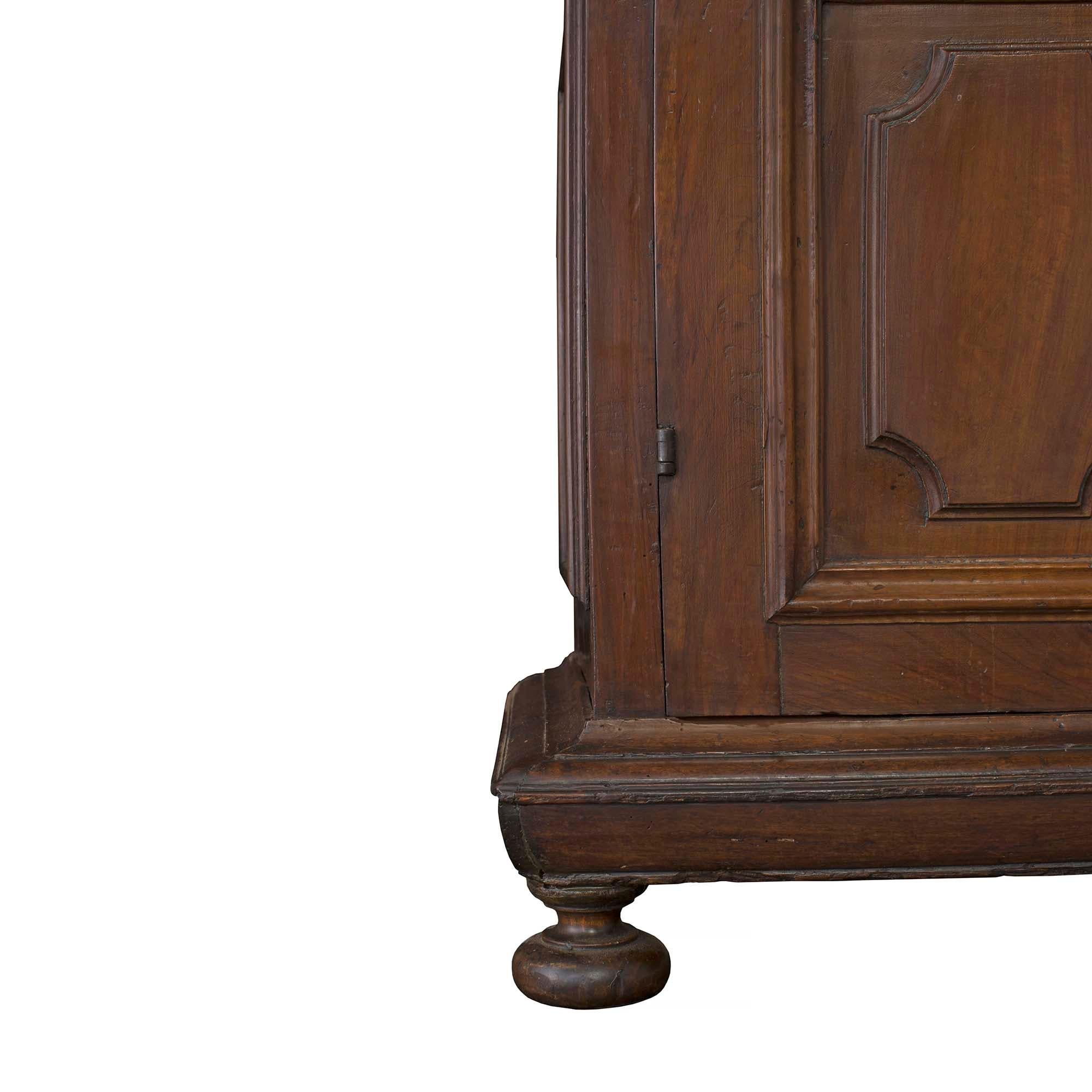 18th Century and Earlier Italian 18th Century Solid Walnut and Iron Tuscan Armoire