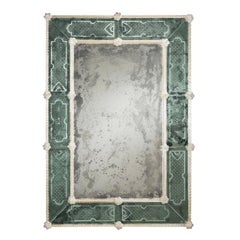 Italian 18th Century Style Antiqued and Etched Venetian /Murano Glass Mirror