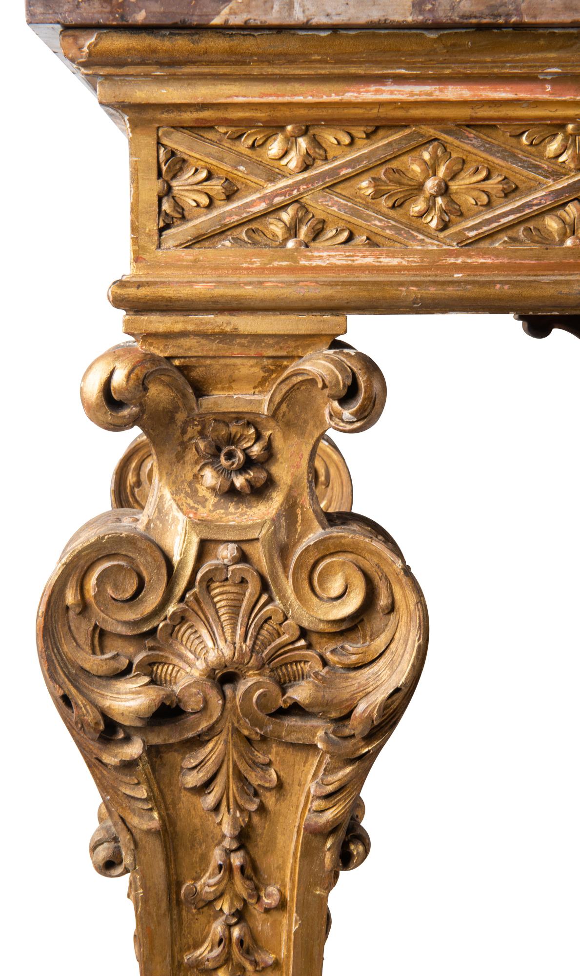 19th Century Italian 18th Century Style Carved Giltwood Console Tables For Sale