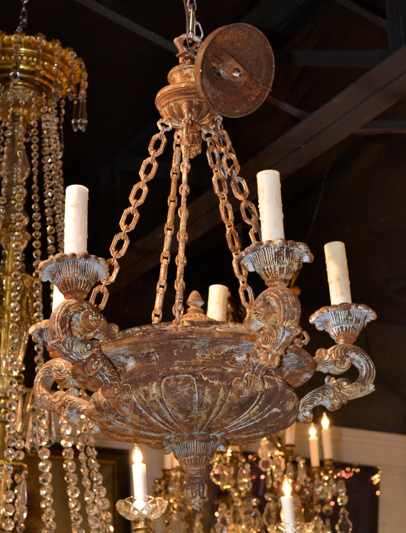 Italian 18th Century Style Patinated Chandelier 1