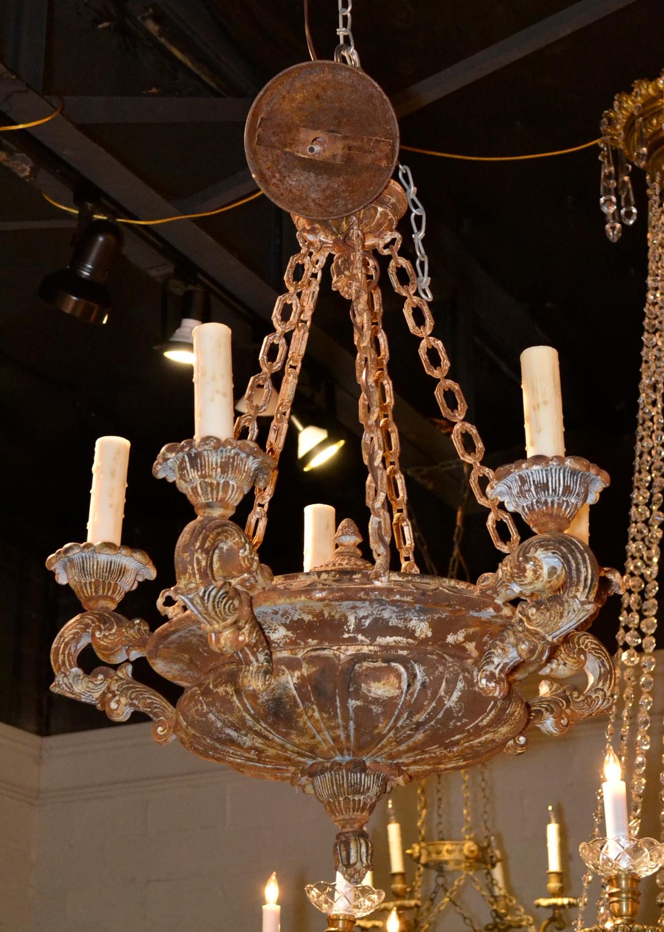 Italian 18th Century Style Patinated Chandelier 3