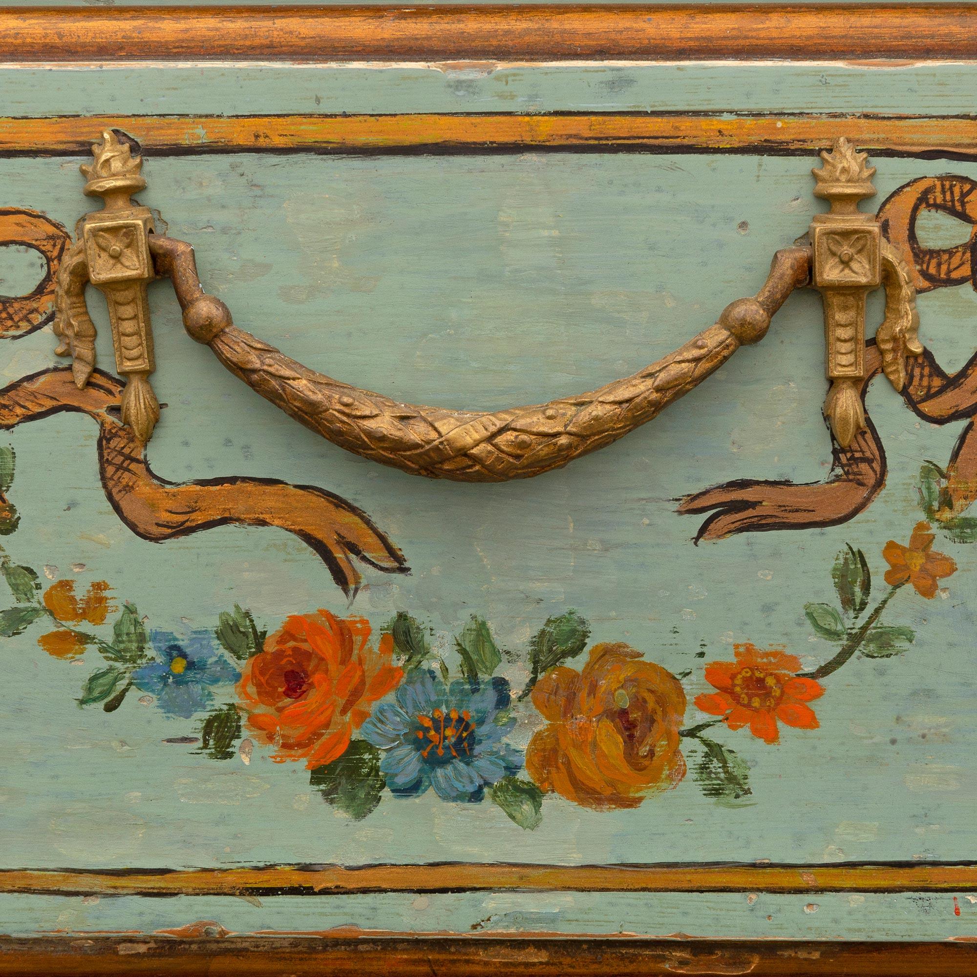 18th Century and Earlier Italian 18th Century Three Drawer Hand Painted Chest For Sale