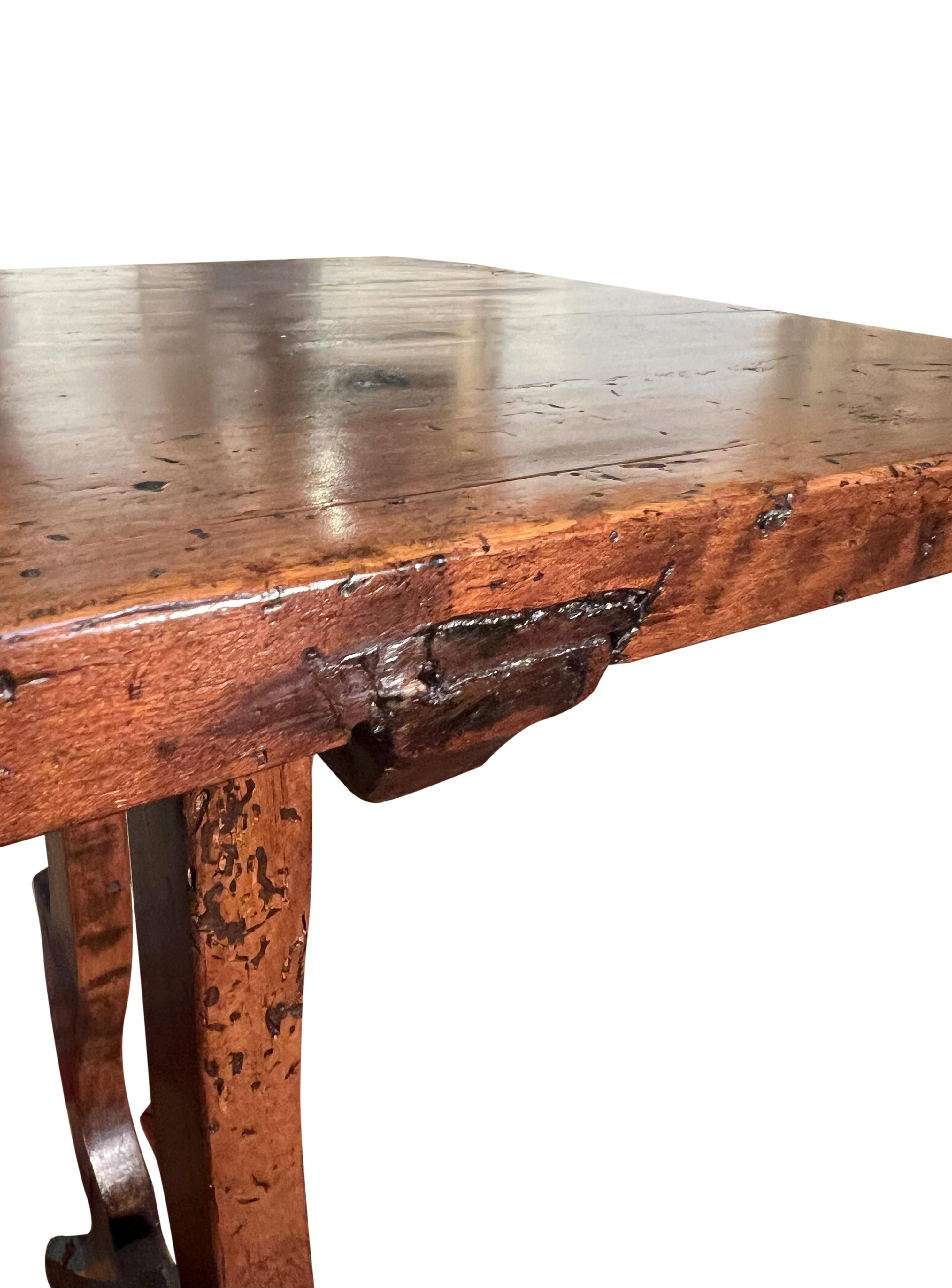  Italian 18th Century Tuscan Fratino Table with Lyre legs. For Sale 4