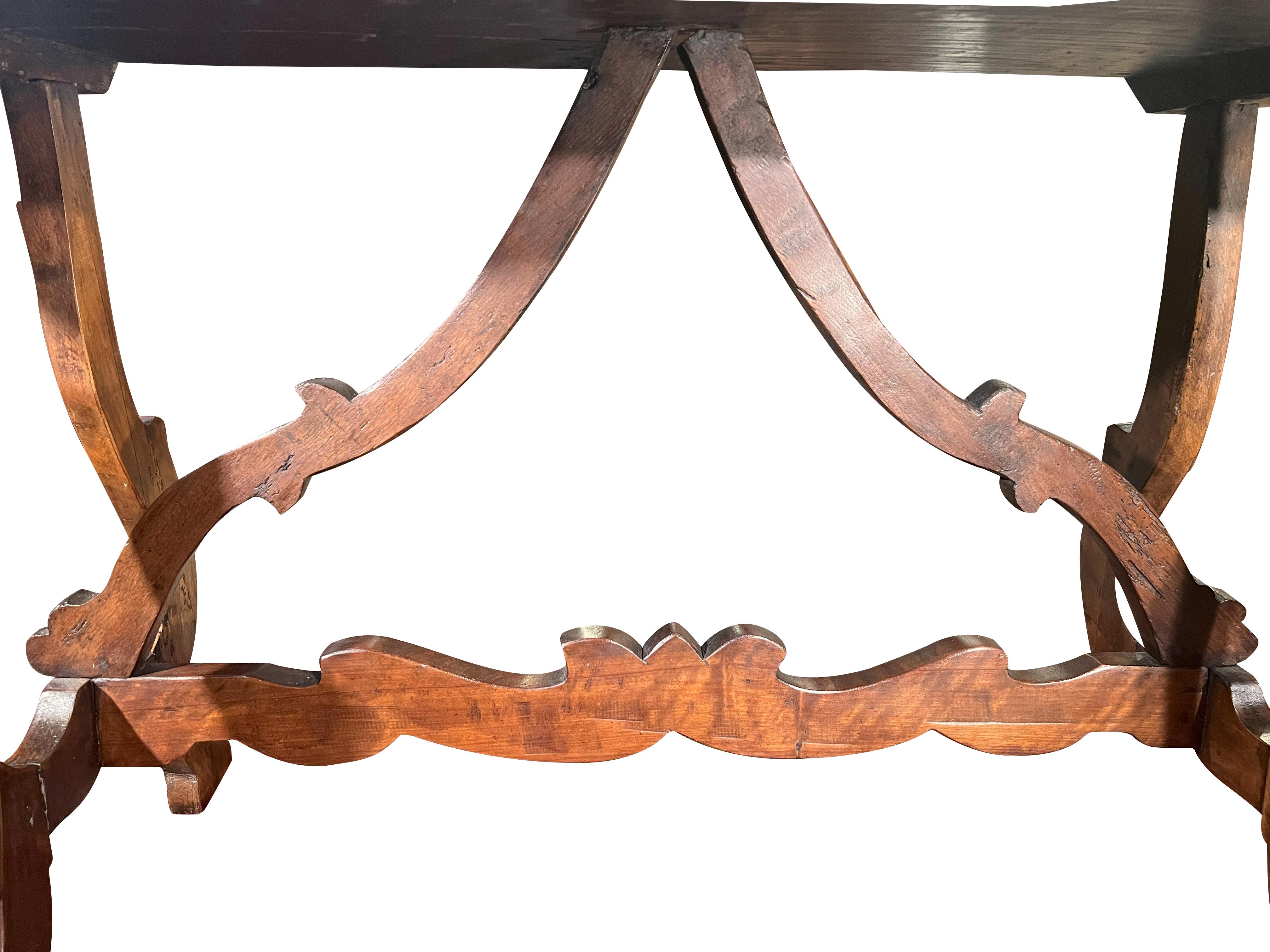  Italian 18th Century Tuscan Fratino Table with Lyre legs. For Sale 5