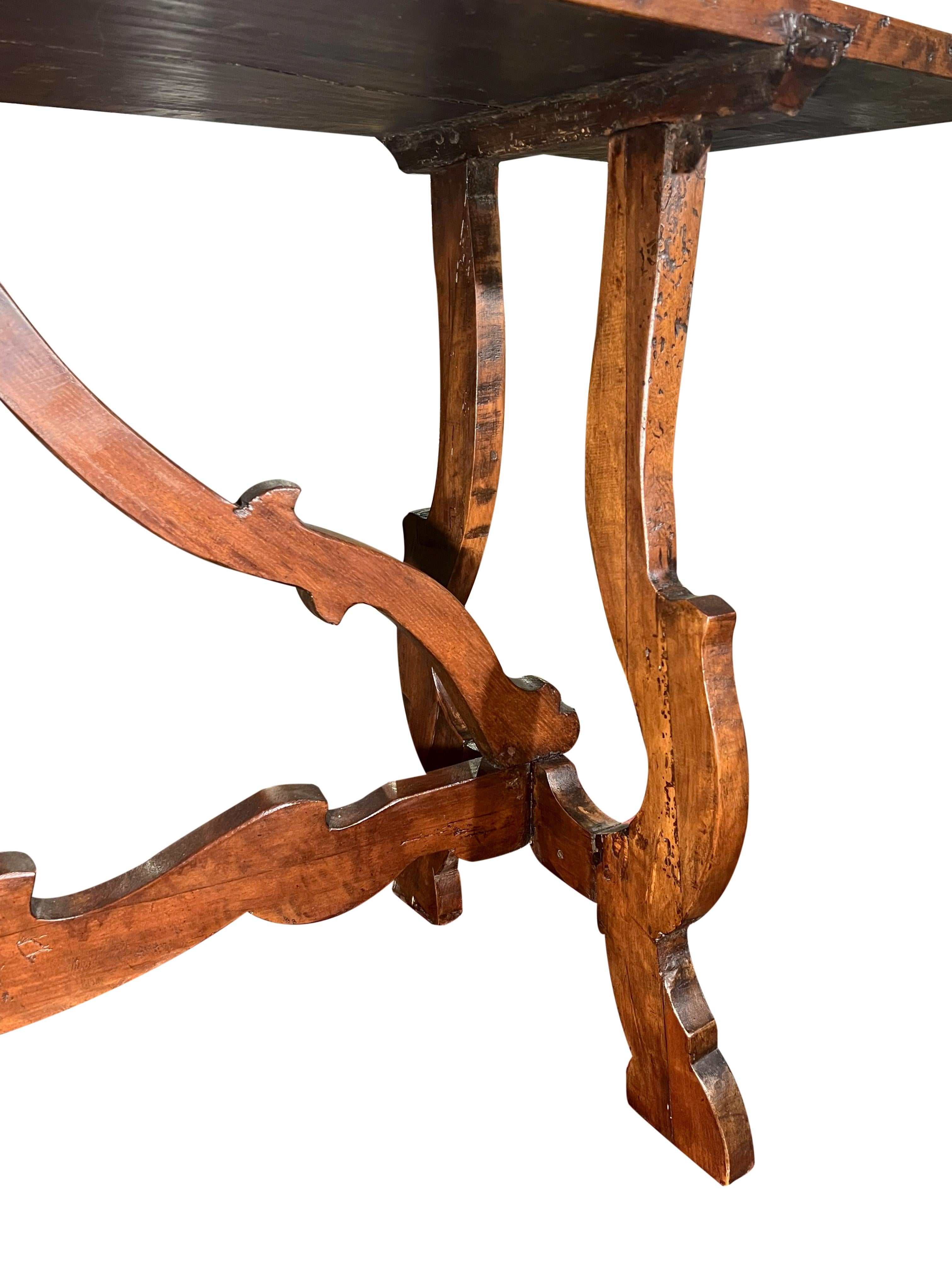  Italian 18th Century Tuscan Fratino Table with Lyre legs. For Sale 7