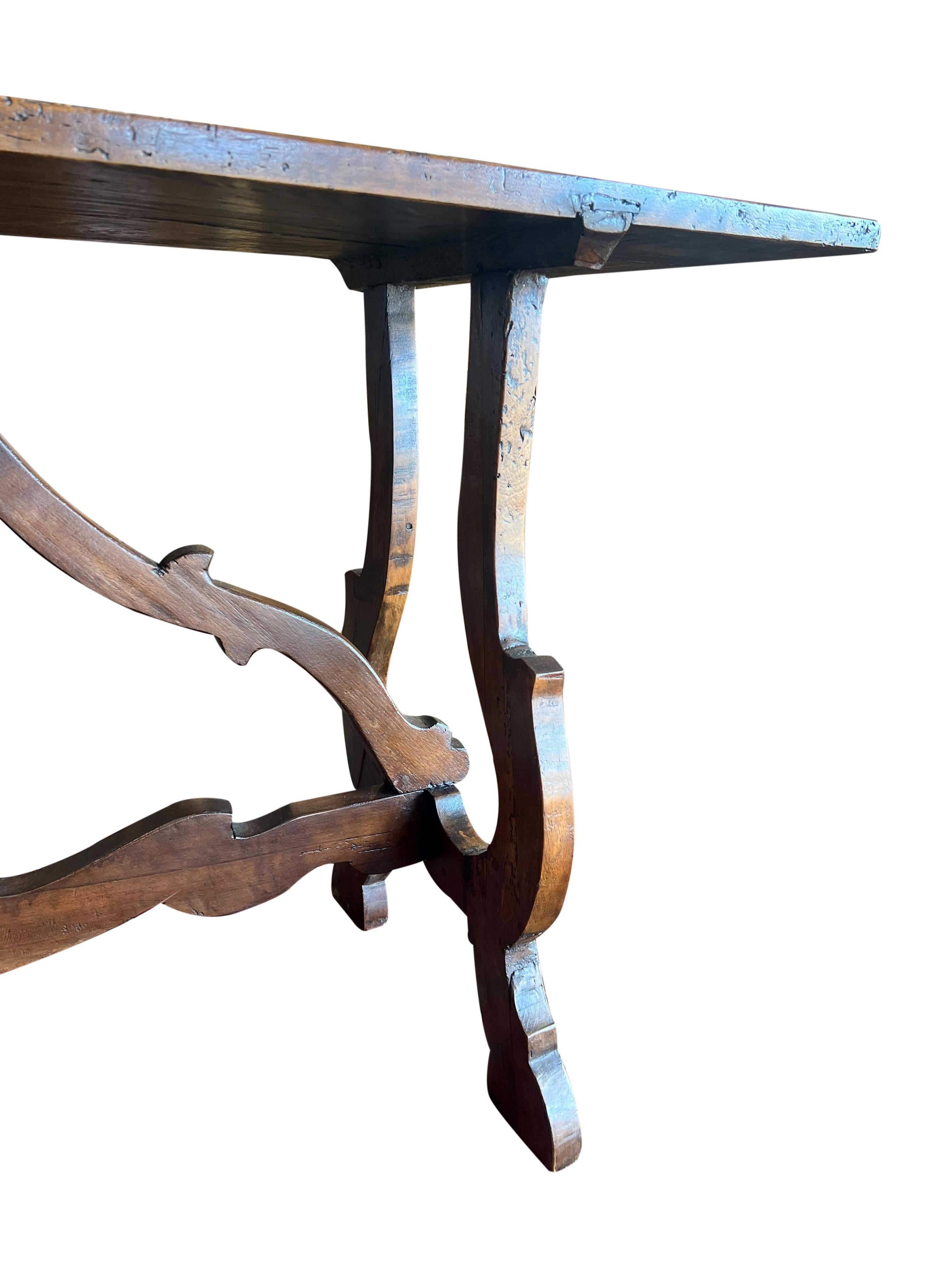  Italian 18th Century Tuscan Fratino Table with Lyre legs. For Sale 8
