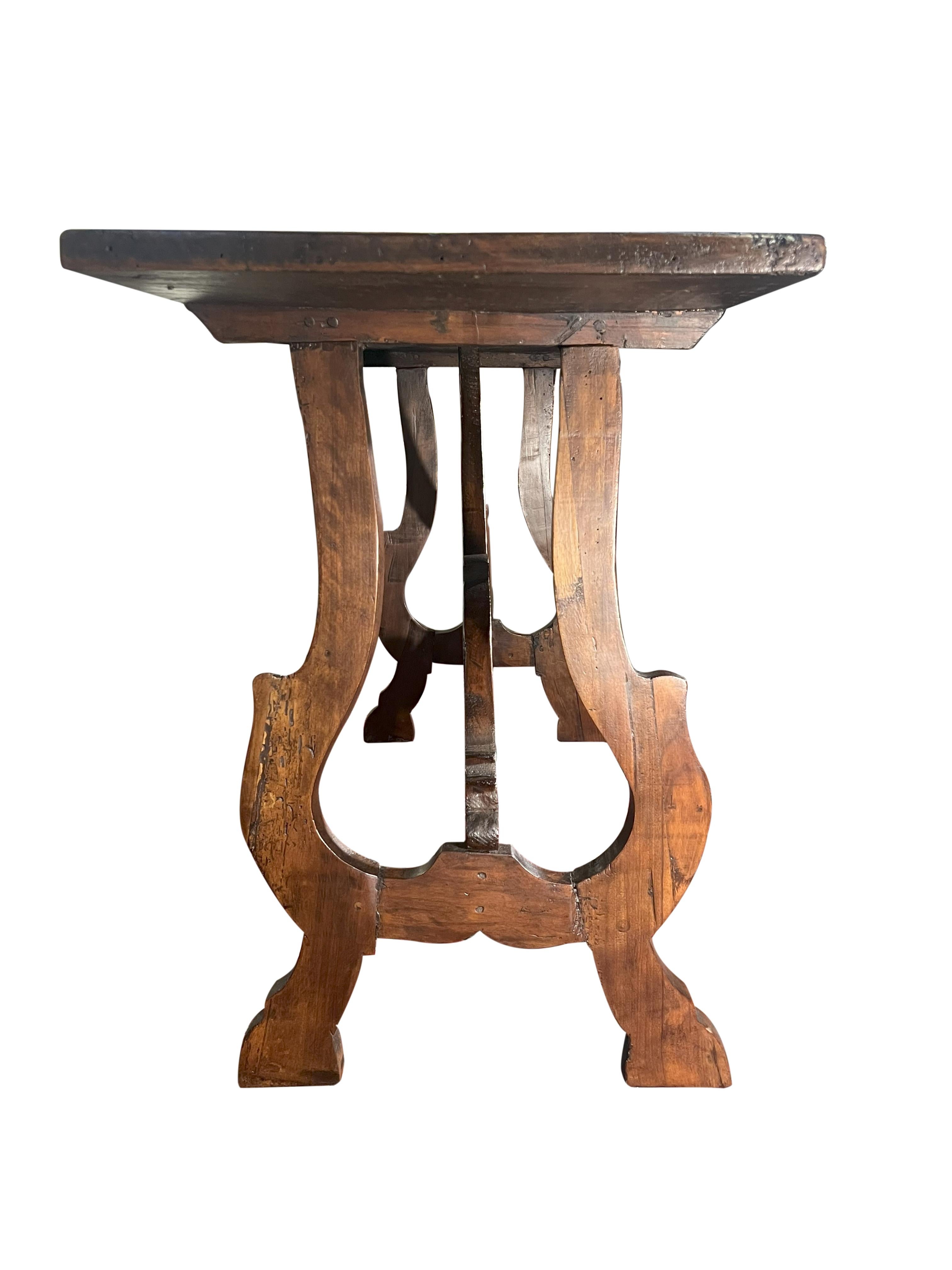  Italian 18th Century Tuscan Fratino Table with Lyre legs. For Sale 2