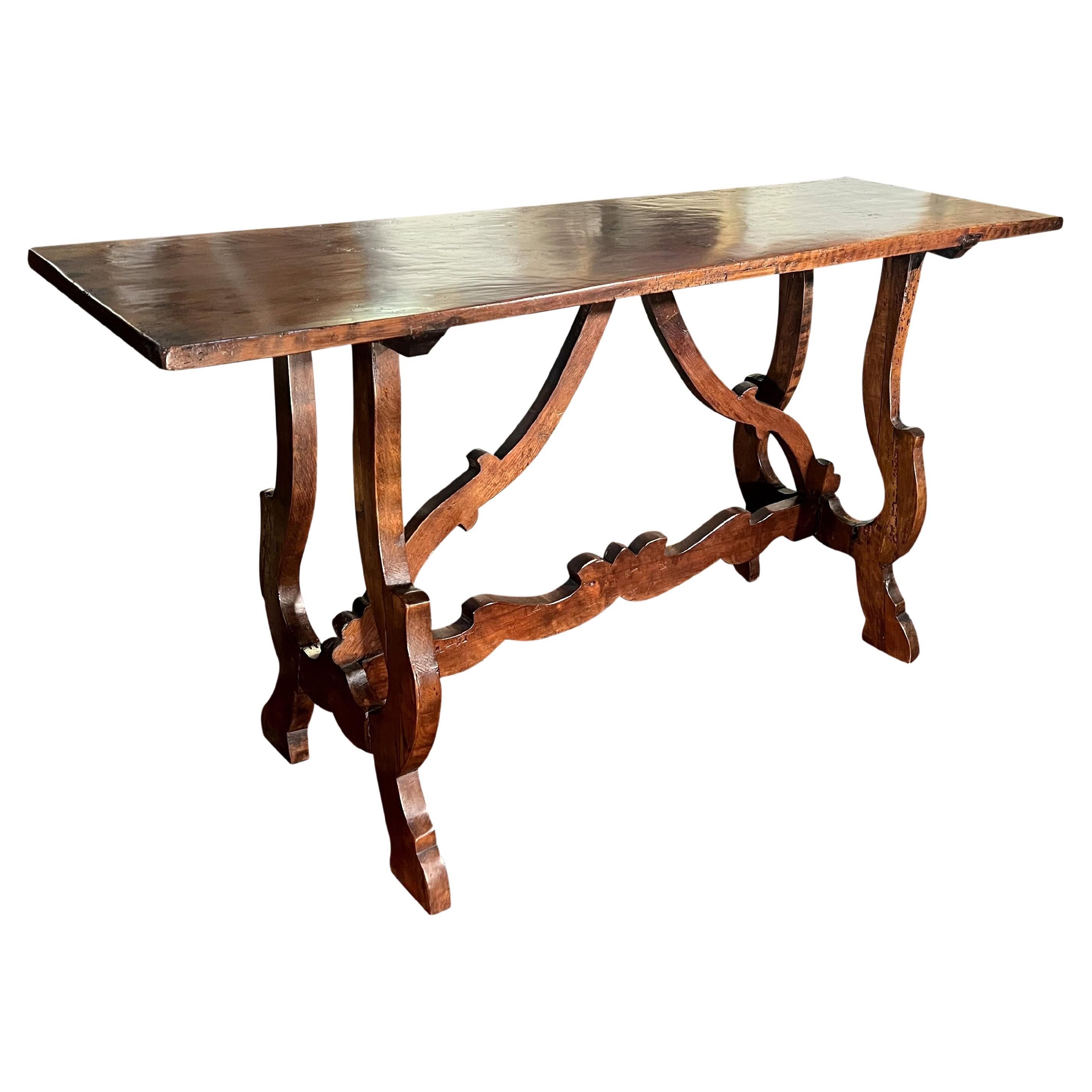  Italian 18th Century Tuscan Fratino Table with Lyre legs. For Sale