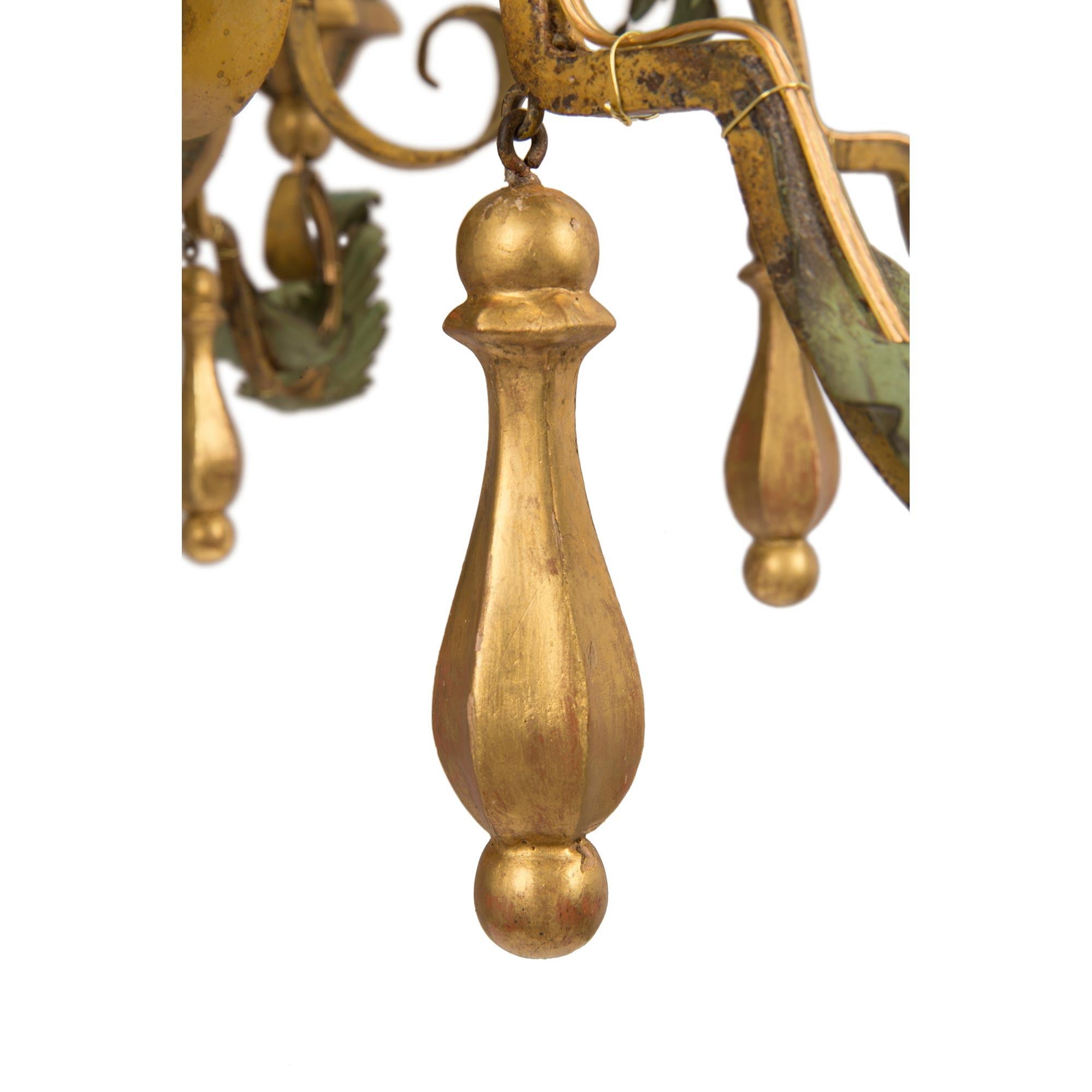 Italian 18th Century Tuscan Tole, Giltwood and Gilt Iron Chandelier 2