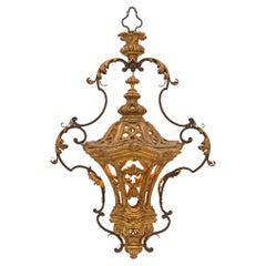 Italian 18th Century Venetian Giltwood, and Gilt Metal Lantern Chandelier