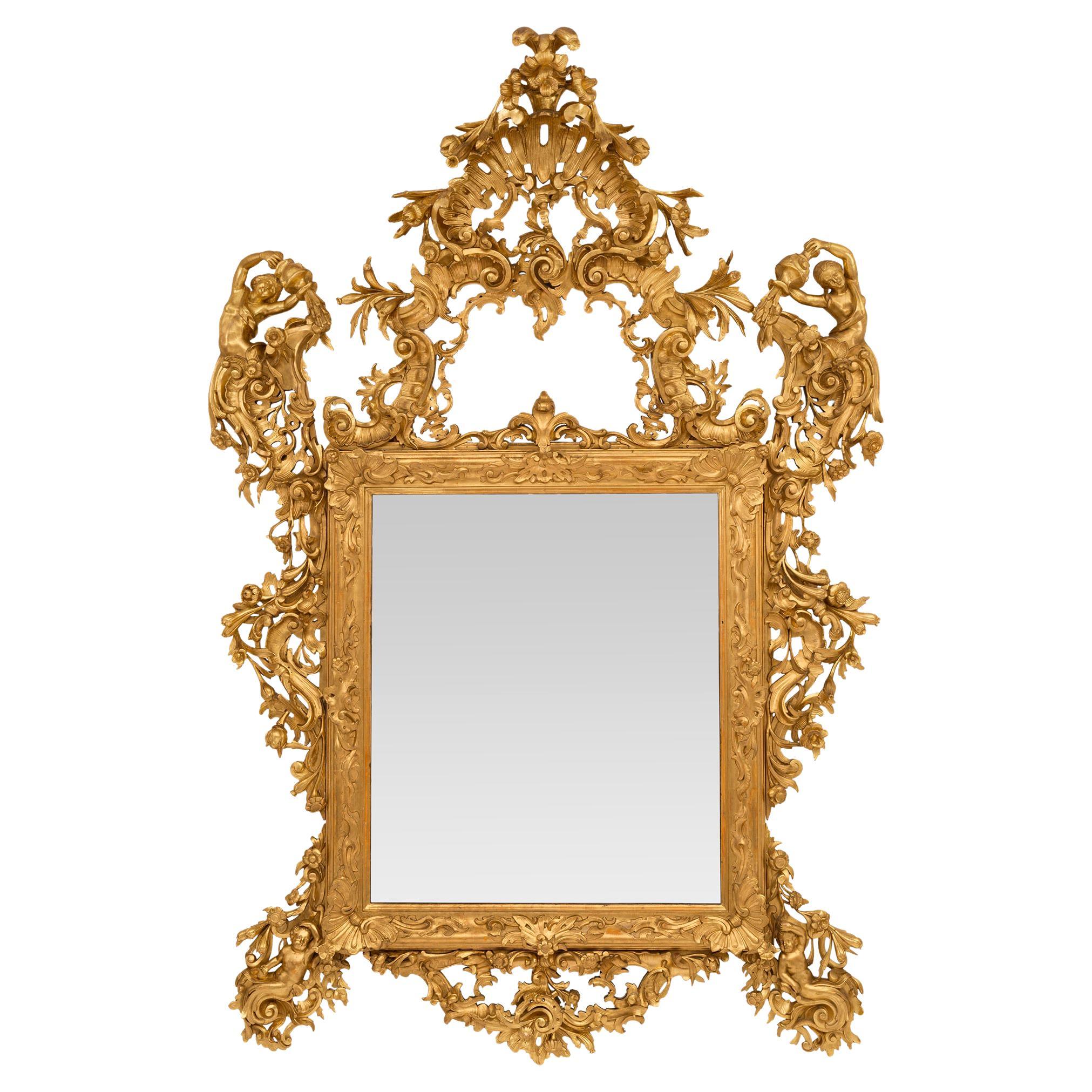 Italian 18th Century Venetian St. Giltwood Mirror For Sale