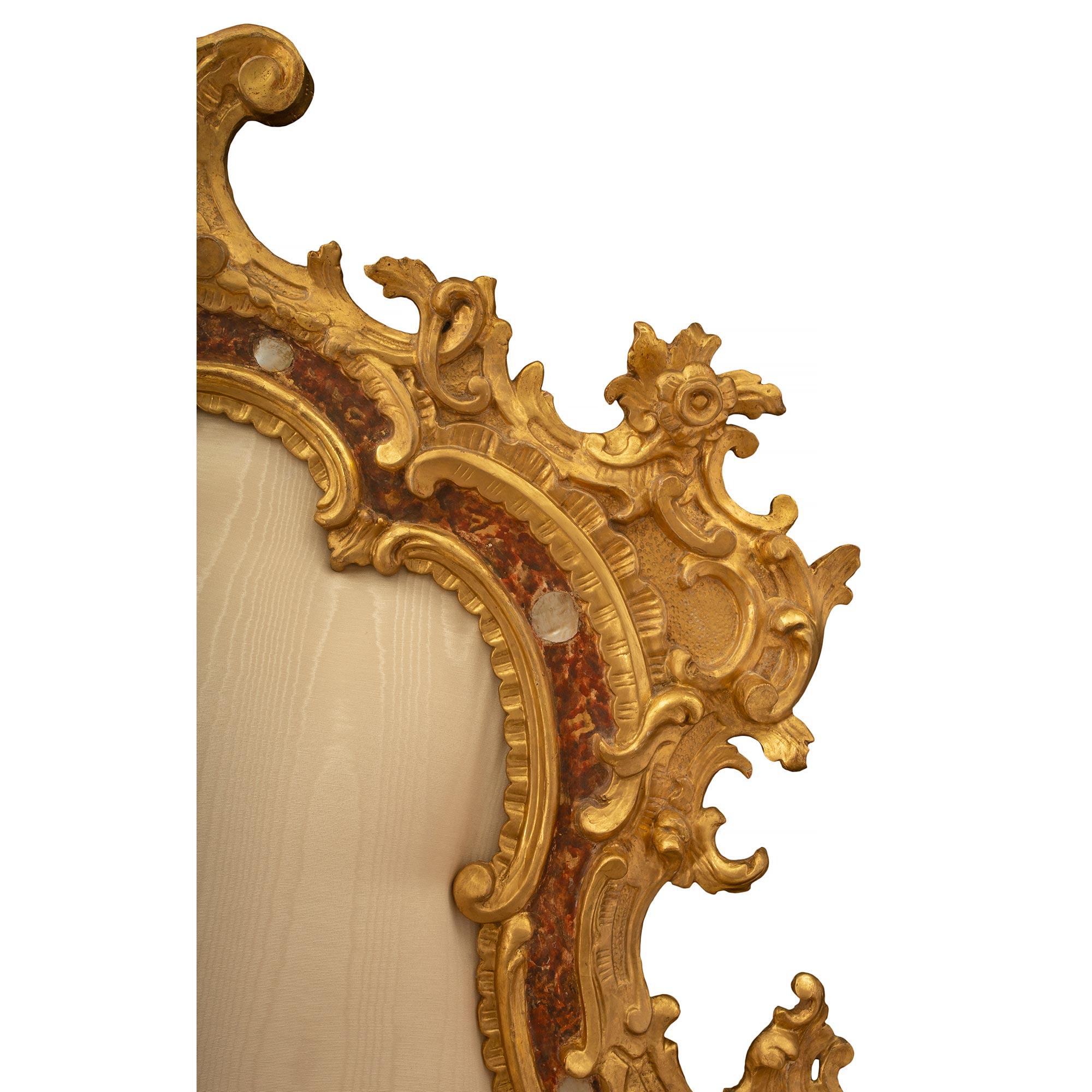 18th Century and Earlier Italian 18th Century Venetian St. Mother of Pearl and Giltwood Headboard