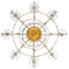 Italian 18th Century Venetian St. Murano Glass and Giltwood Chandelier