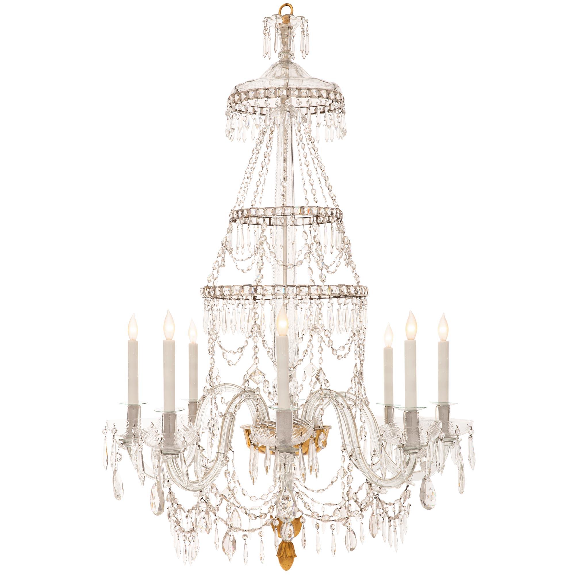 Italian 18th Century Venetian St. Murano Glass and Giltwood Chandelier In Good Condition For Sale In West Palm Beach, FL