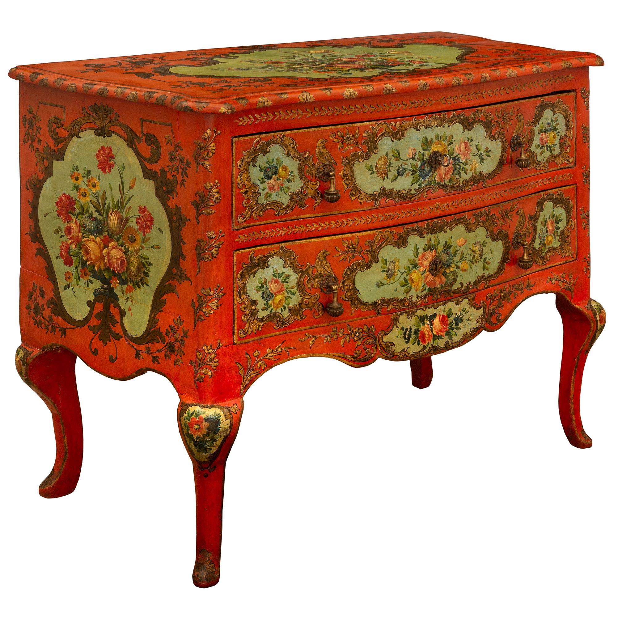 Patinated Italian 18th Century Venetian St. Painted Chest For Sale