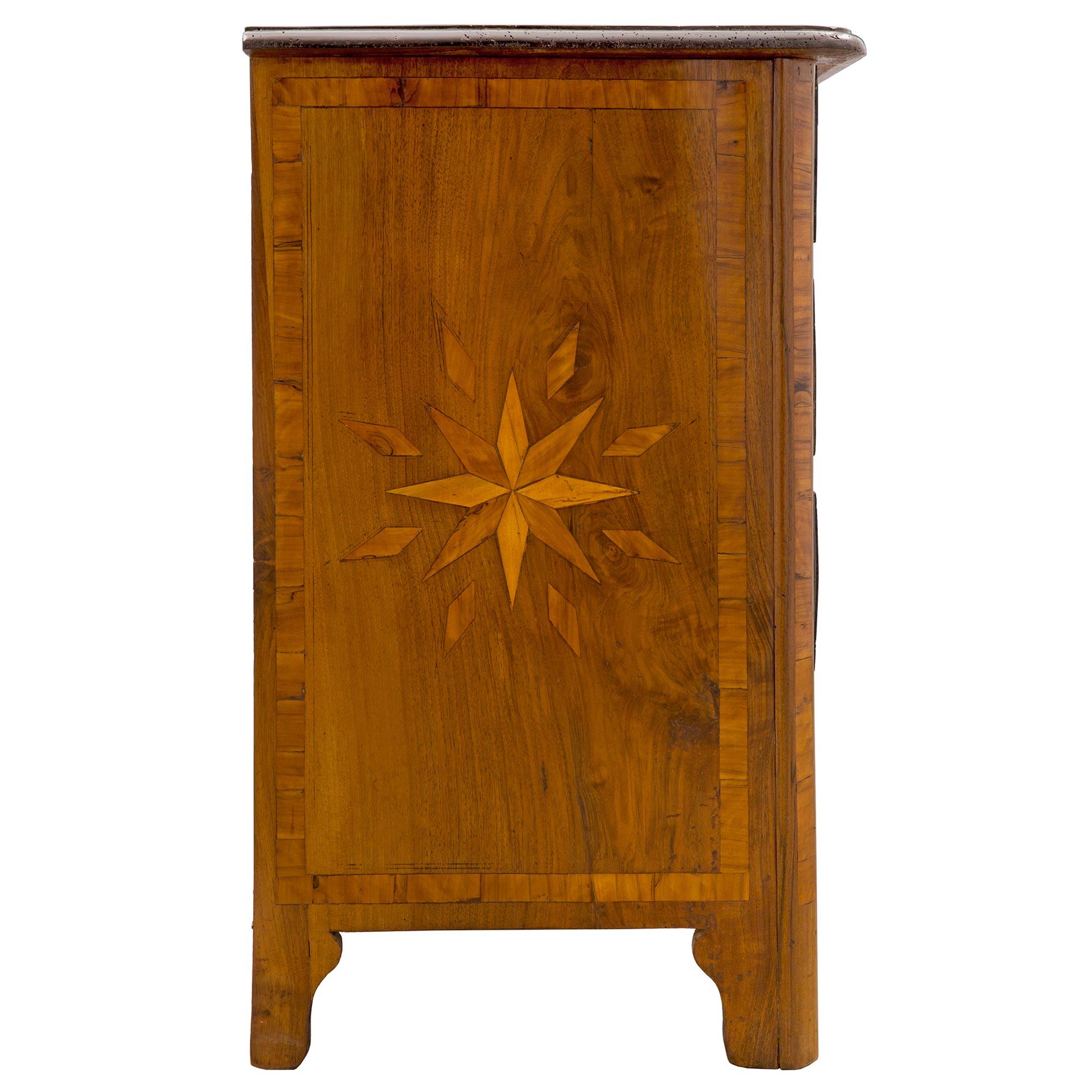 Italian 18th Century Walnut and Fruitwood Commode, from the Piedmont Region For Sale 1