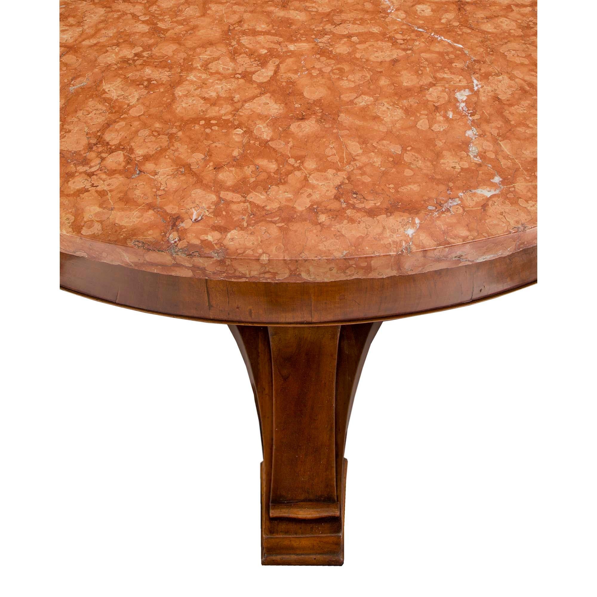 Italian 18th Century Walnut and Marble Tuscan Center Table In Good Condition For Sale In West Palm Beach, FL