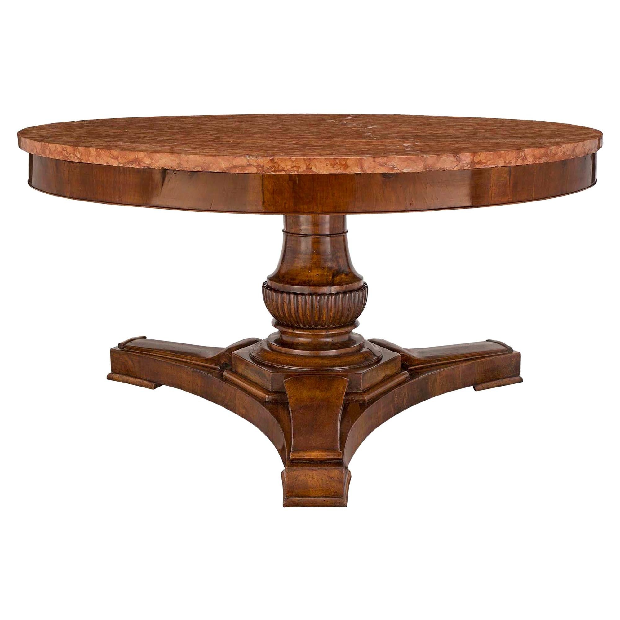 Italian 18th Century Walnut and Marble Tuscan Center Table