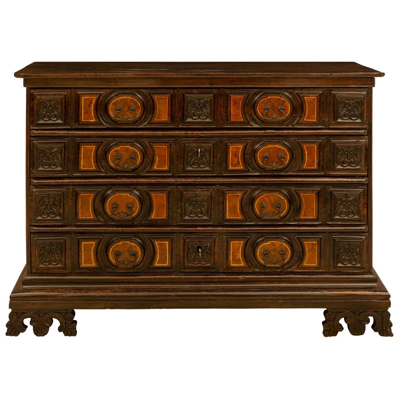 Italian 18th Century Walnut and Stained Pine Baroque Commode For Sale ...