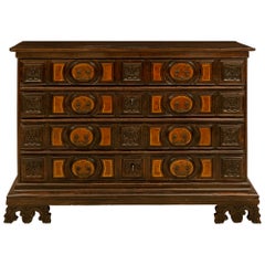 Italian 18th Century Walnut and Stained Pine Baroque Commode