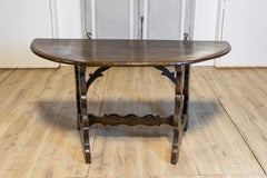 Italian 18th Century  Walnut Baroque Fratino Console Table with Lyre Shaped Base
