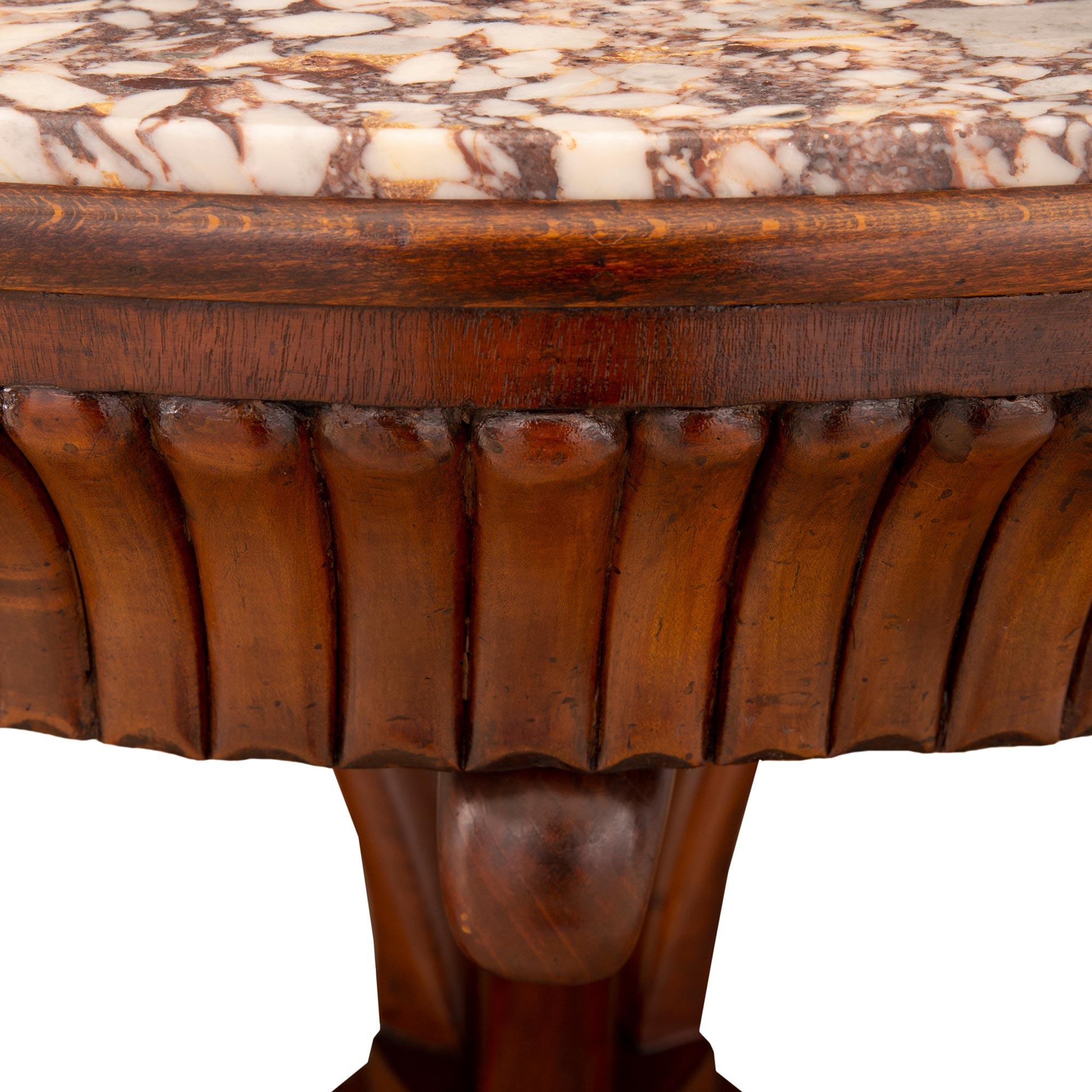 Marble Italian 18th Century Walnut Center Table, from Tuscany