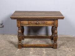 Italian 18th Century Walnut Center Table with Carved Frieze