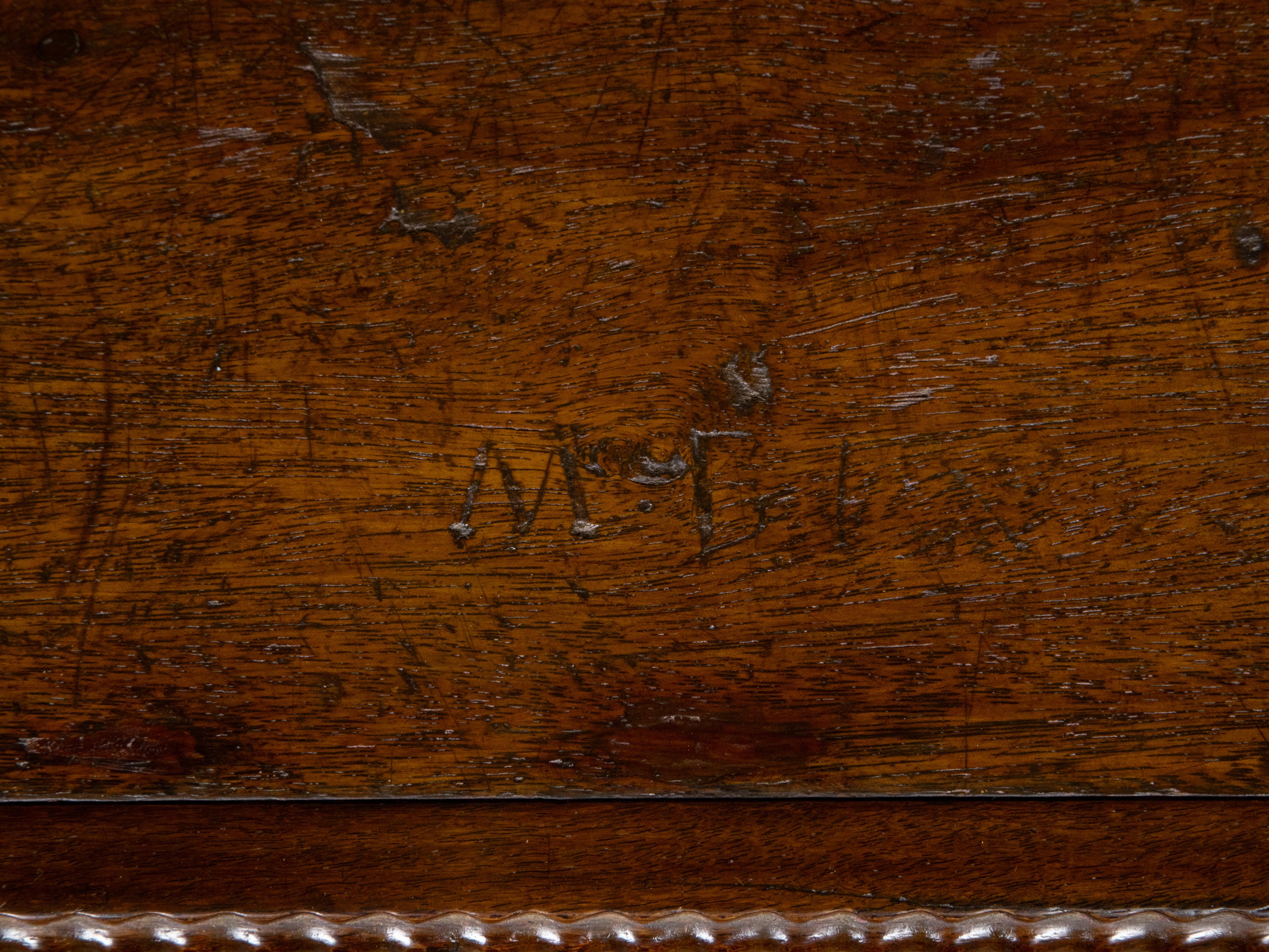 Italian 18th Century Walnut Coffer with Carved Diamond Motifs and Drawers For Sale 6
