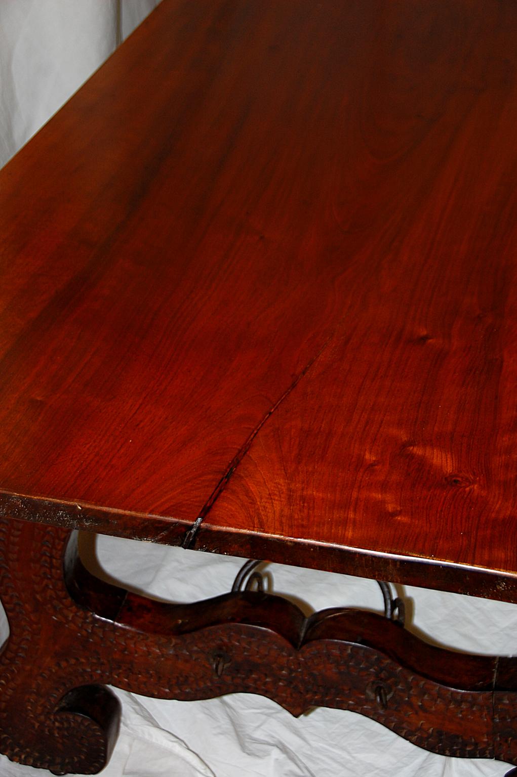 Country Italian 18th Century Walnut Refectory Table with Single Board Top