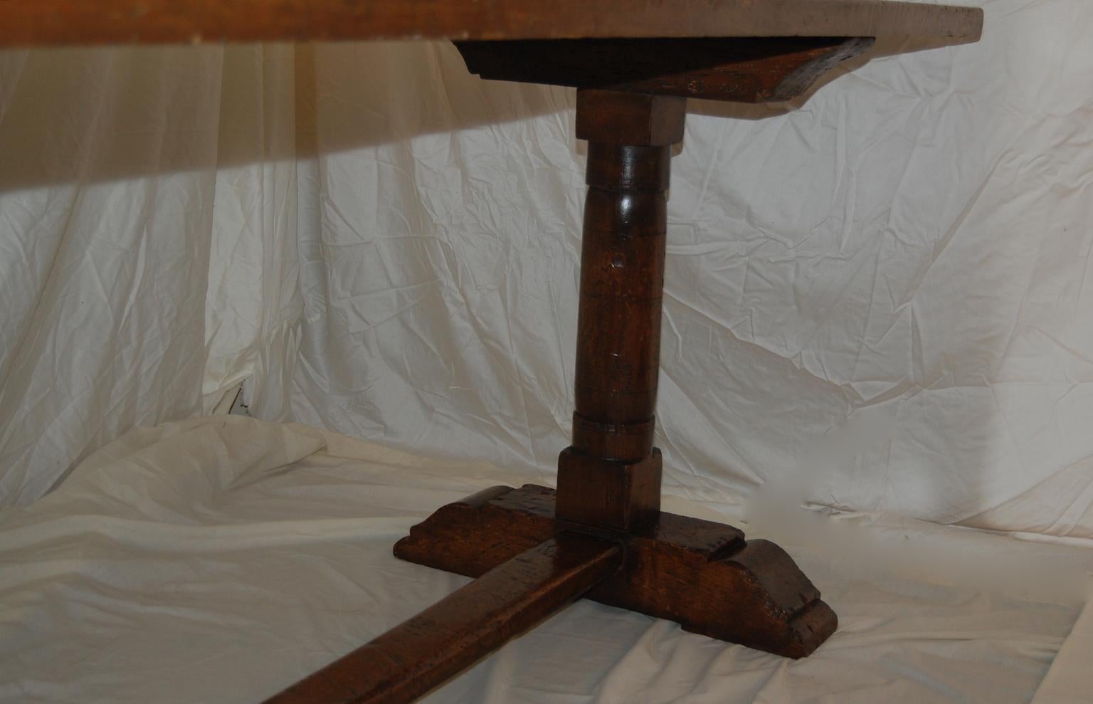 Other Italian 18th Century Walnut Refectory Table with Trestle Base Full Column Ends