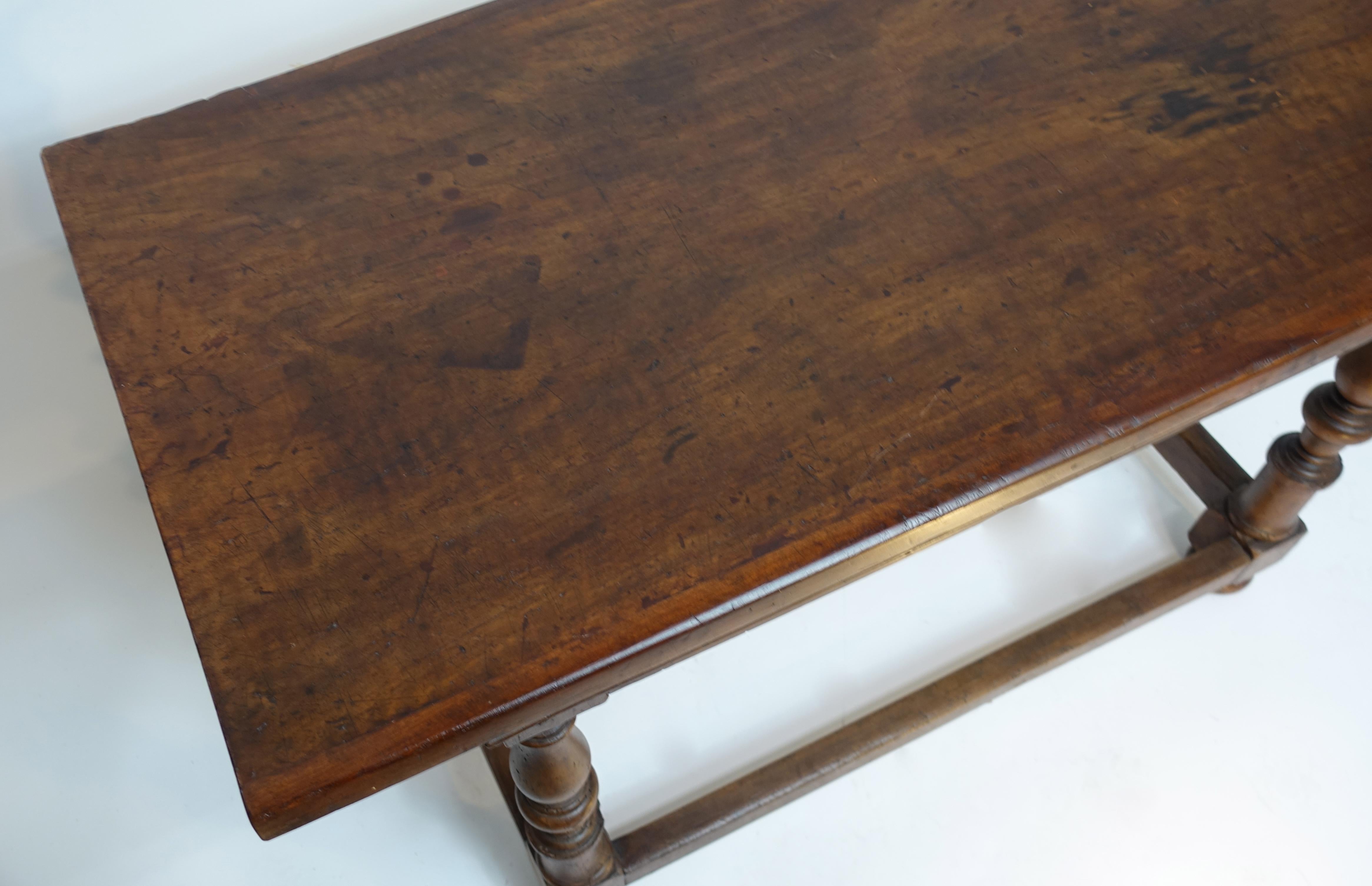 Italian 18th Century Walnut Table with Large Drawer 10