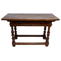 Italian 18th Century Walnut Table with Large Drawer