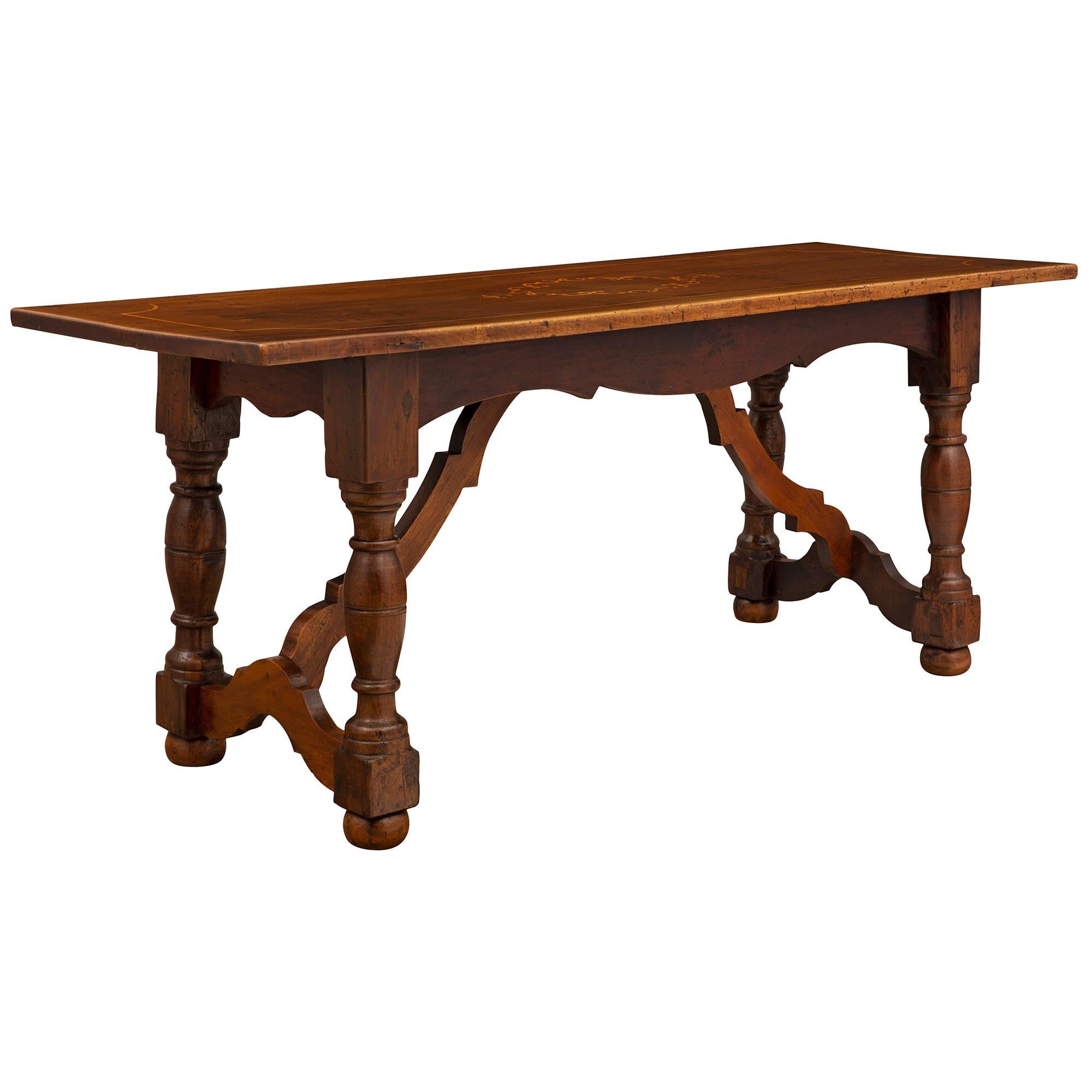 18th Century and Earlier Italian 18th Century Walnut Trestle Table For Sale