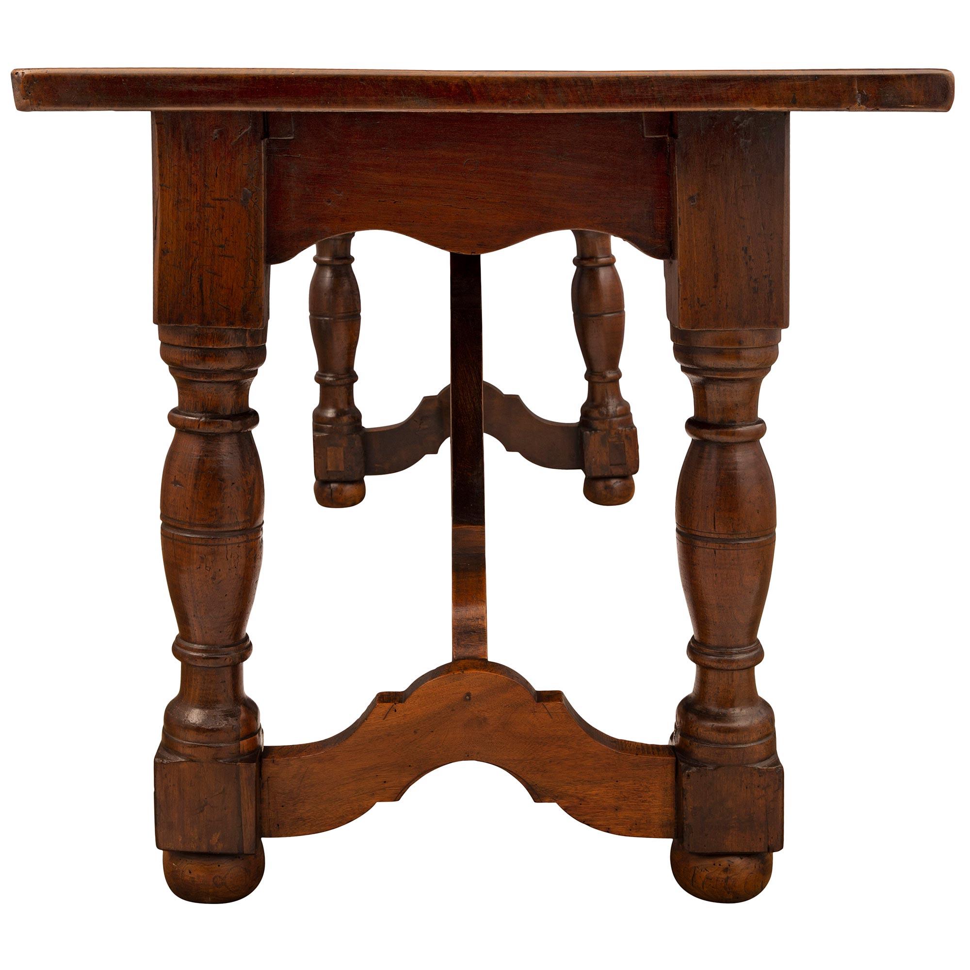 Italian 18th Century Walnut Trestle Table For Sale 1