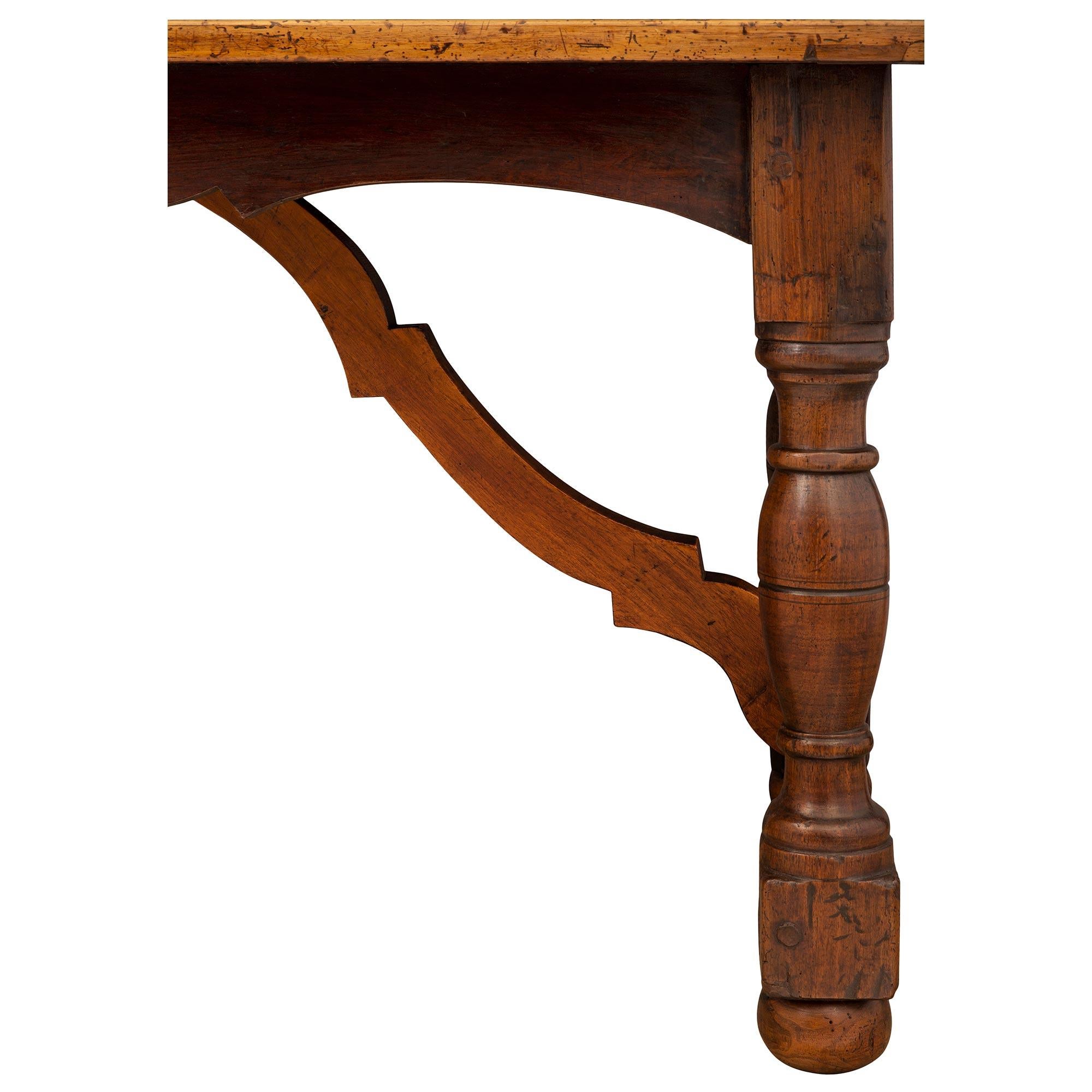 Italian 18th Century Walnut Trestle Table For Sale 4