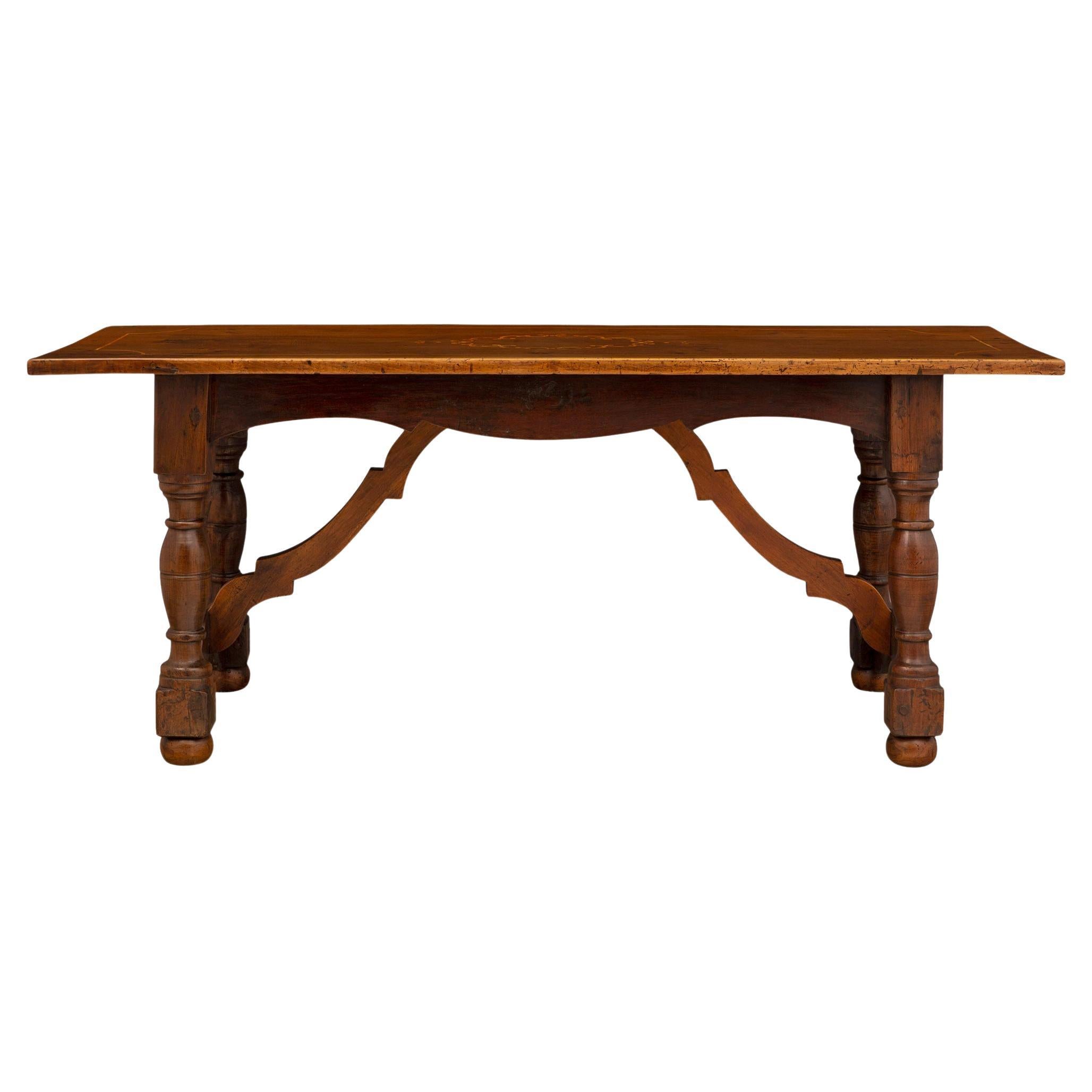 Italian 18th Century Walnut Trestle Table For Sale