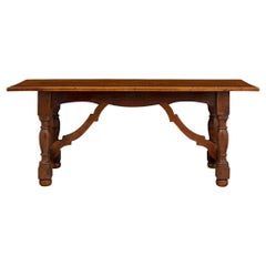 Antique Italian 18th Century Walnut Trestle Table