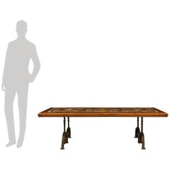 Italian 18th century Walnut, Wrought Iron, and Pietra Dura marble coffee table