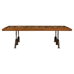 Italian 18th century Walnut, Wrought Iron, and Pietra Dura marble coffee table