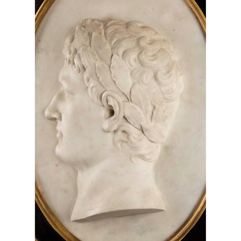 Italian 18th Century White Carrara Marble and Giltwood Plaque For Sale ...